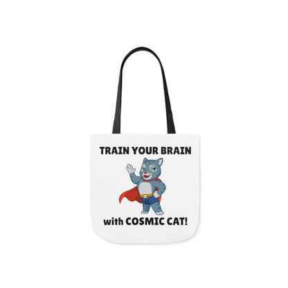 Cool Canvas Tote Bag featuring Cosmic Cat, with 5 Strap Color Options