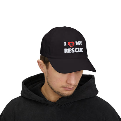 Black I LOVE MY RESCUE Embroidered Ball Cap