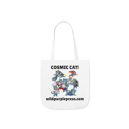 Cool Canvas Tote Bag featuring Cosmic Cat, with 5 Strap Color Options