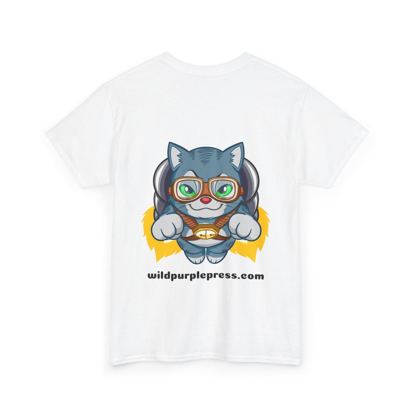 Unisex "Wild Purple Press with Cosmic Cat" Heavy Cotton Tee