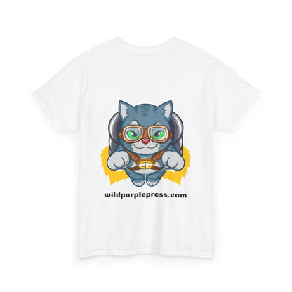 Unisex "Wild Purple Press with Cosmic Cat" Heavy Cotton Tee