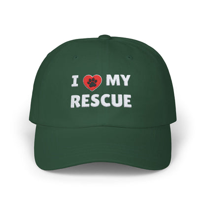 Black I LOVE MY RESCUE Embroidered Ball Cap