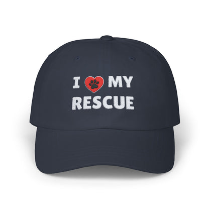 Black I LOVE MY RESCUE Embroidered Ball Cap