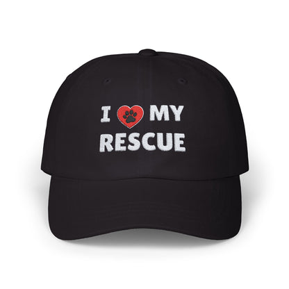 Black I LOVE MY RESCUE Embroidered Ball Cap