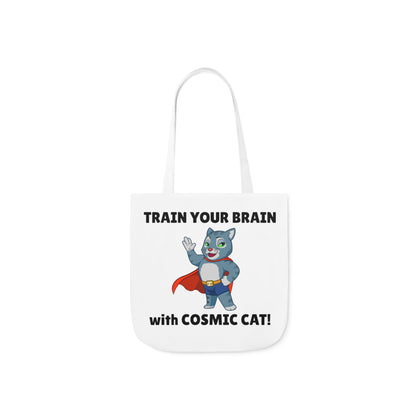 Cool Canvas Tote Bag featuring Cosmic Cat, with 5 Strap Color Options