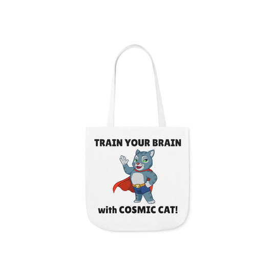 Cool Canvas Tote Bag featuring Cosmic Cat, with 5 Strap Color Options