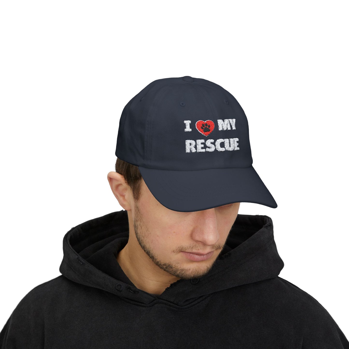 Black I LOVE MY RESCUE Embroidered Ball Cap