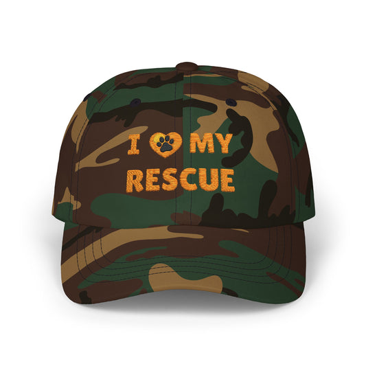 Camo I LOVE MY RESCUE Embroidered Ball Cap