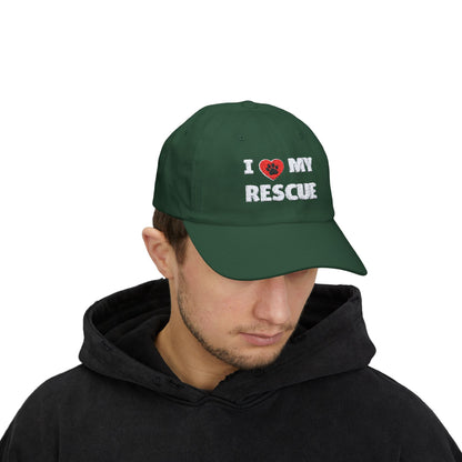 Black I LOVE MY RESCUE Embroidered Ball Cap
